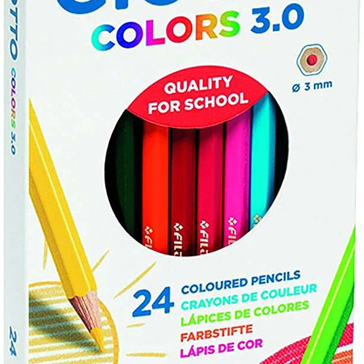 Giotto Colors 3.0 Pack de 24 Lapices Hexagonales de Colores - Mina 3 mm - Madera - Colores Surtidos 1