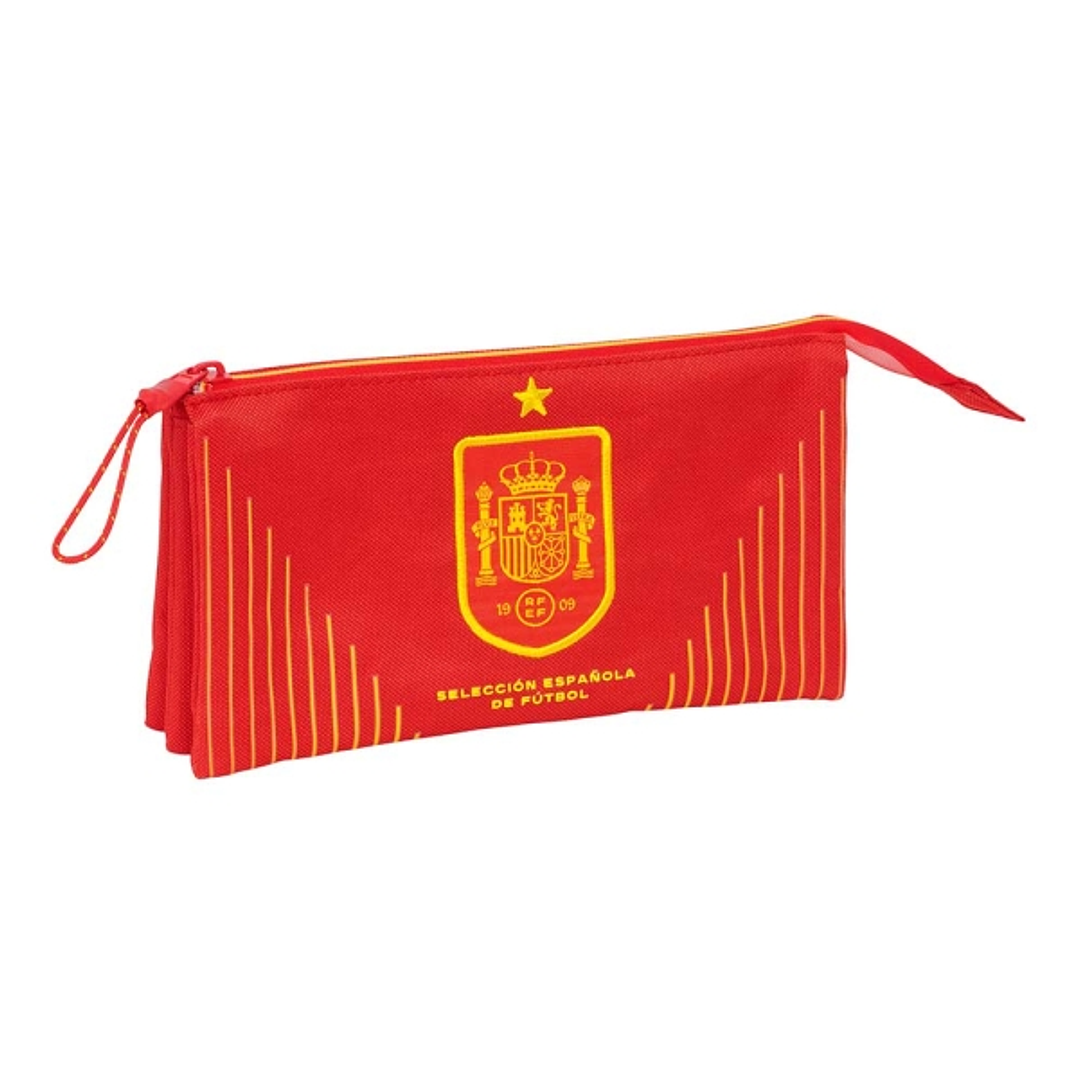 Safta Seleccion Española de Futbol Portatodo - 3 Compartimentos con Cremalleras - Bolsillo Interior - 0.6L - 220x30x120mm - Color Rojo 1