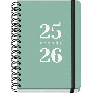 Dohe Grammar Agenda Escolar 25/26 Espiral A5 - Semana Vista - Papel 80g/m2 - Cubierta de Polipropileno - Cierre de Goma Elastica - Color Verde