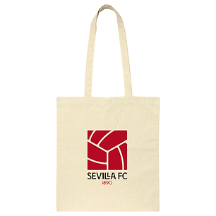 Safta Sevilla FC Tote Bag Bolsa de Tela - Asas de Mano - 100% Algodon - Cierre con Clip - Facil Cuidado - 38x42cm - Color Beige
