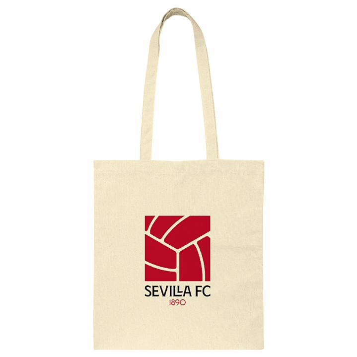 Safta Sevilla FC Tote Bag Bolsa de Tela - Asas de Mano - 100% Algodon - Cierre con Clip - Facil Cuidado - 38x42cm - Color Beige 1