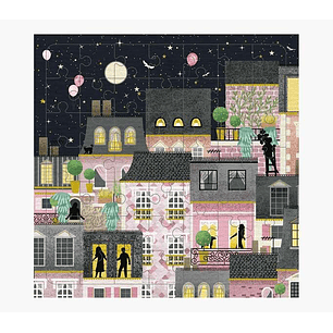 Pictura Tarjeta Puzzle - 15.5x15.5cm - Tematica Ciudad de Noche - 49 Piezas - Incluye Tarjeta Plegada y Sobre Blanco - Certificacion FSC