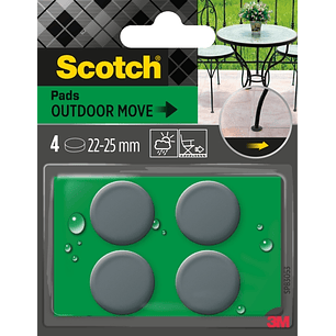 Scotch Pack de 4 Patines Deslizantes Adhesivos - Uso en Exterior - Diametro de 22-25mm - Color Gris