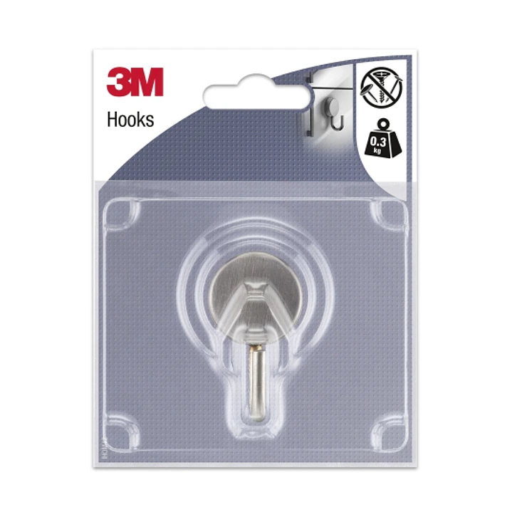 3M Gancho Magnetico de Metal - Soporta hasta 0.3kg - Color Gris/Titanio 1