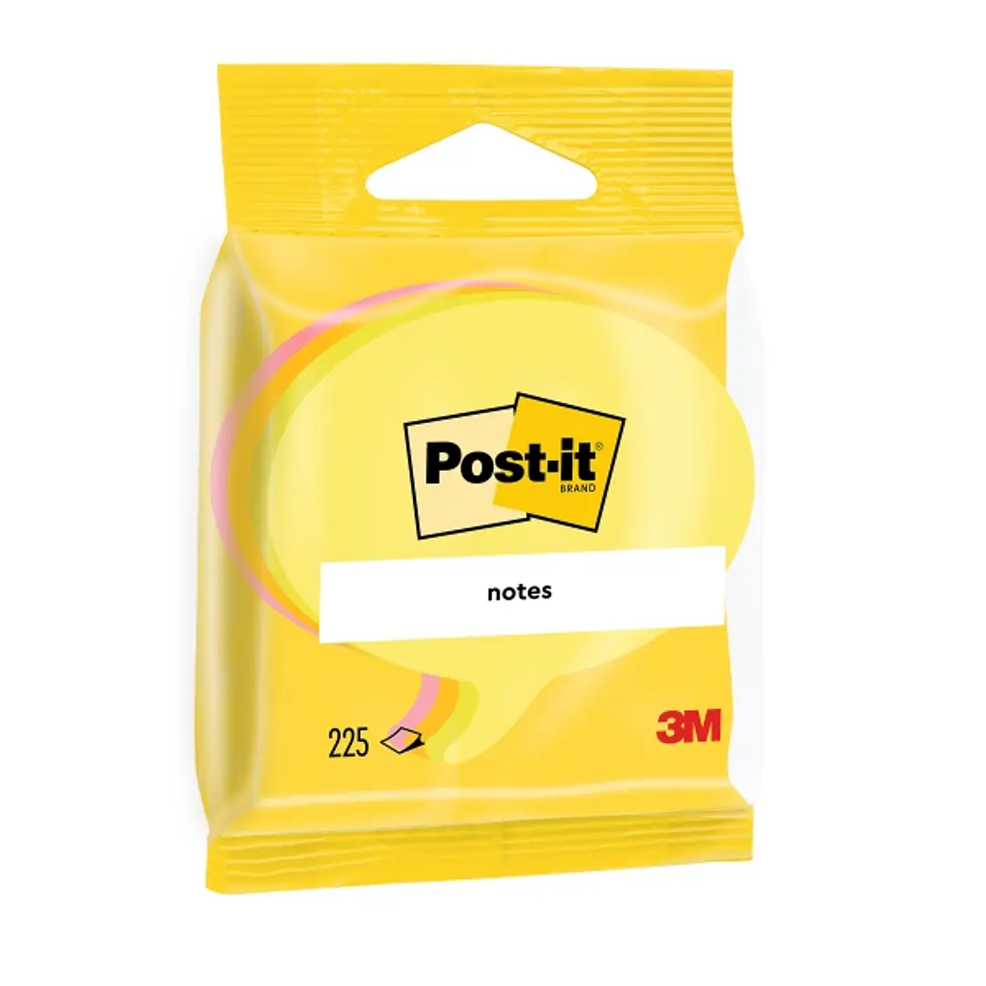 Post-It Pack de 3 Blocs de 225 Notas Adhesivas Reposicionables - Forma Bocadillo - 70x70mm - Colores Surtidos 1