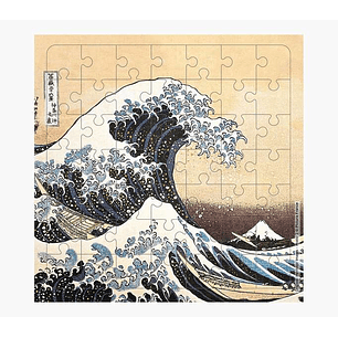 Pictura Tarjeta Puzzle - 15.5x15.5cm - Tematica La Gran Ola de Kanagawa - 49 Piezas - Incluye Tarjeta Plegada y Sobre Blanco - Certificacion FSC