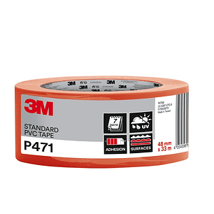 3M Cinta Adhesiva de PVC - 48mm x 33m - Alta Visibilidad - Color Naranja