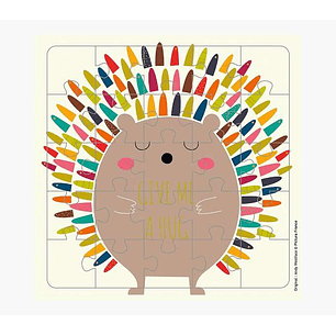 Pictura Tarjeta Puzzle - 25 Piezas - Tematica Erizo - 15.5x15.5cm - Incluye Tarjeta Plegada - Embolsada en Celofan - Incluye Sobre Blanco - Papel con 