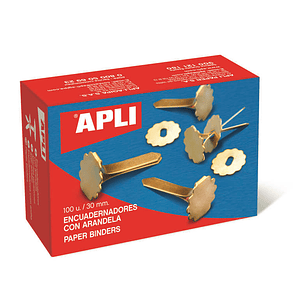 Apli Pack de 100 Encuadernadores Metalicos con Arandela 18mm - Aptos para todo Tipo de Documentos - Incluyen Arandela para Embellecer y Evitar Rozadur