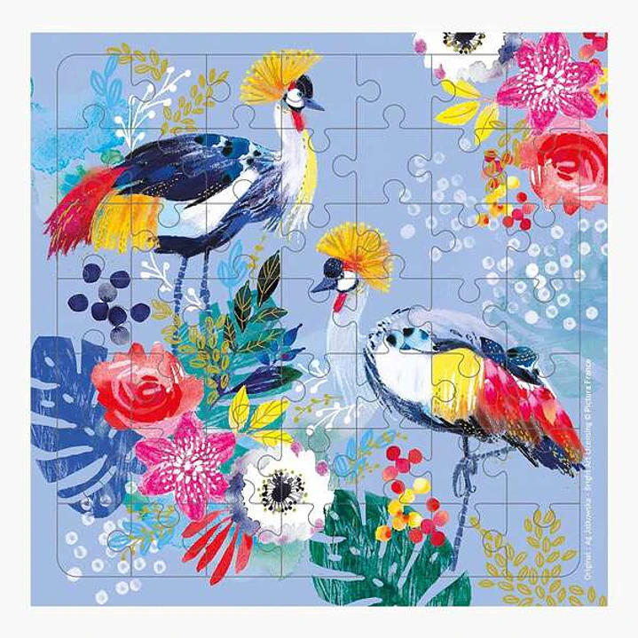 Pictura Tarjeta Puzzle - 15.5x15.5cm - Tematica de Grullas - 49 Piezas - Incluye Tarjeta Plegada y Sobre Blanco - Certificacion FSC 1