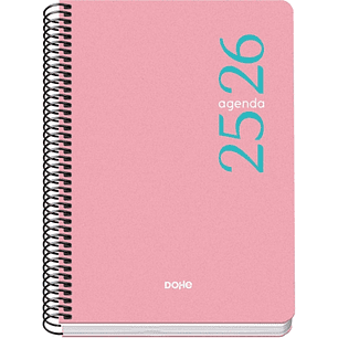 Dohe Esencial Agenda Escolar 25/26 Espiral A5 - Dia Pagina - Papel 70g/m2 - Cubierta en Polipropileno - Color Rosa