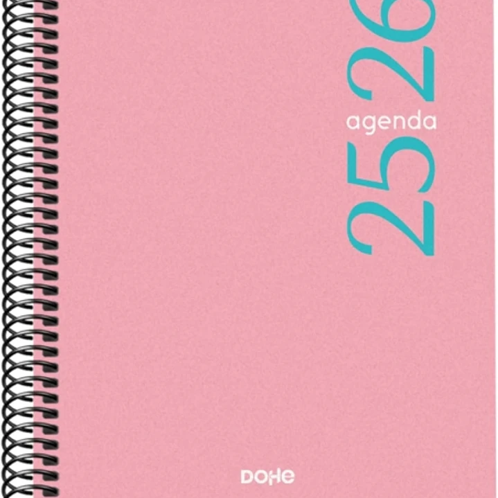 Dohe Esencial Agenda Escolar 25/26 Espiral A5 - Dia Pagina - Papel 70g/m2 - Cubierta en Polipropileno - Color Rosa 1
