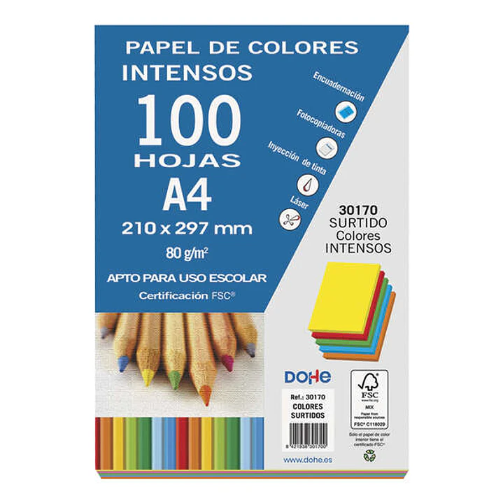 Dohe Papel Multifuncion de 80g - Apto para Fotocopiadoras, Impresoras Laser y Chorro de Tinta - Colores Surtidos 1