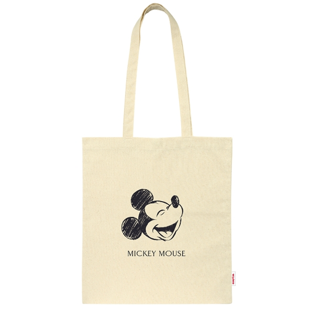 Safta Mickey Mouse Tote Bag Bolsa de Tela - Asas de Mano - Color Beige 1