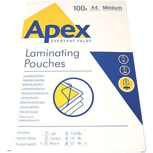 Fellowes Pack de 100 Fundas para Plastificar Brillo A4 - 125 Micras - Resistente al Agua - Transparente