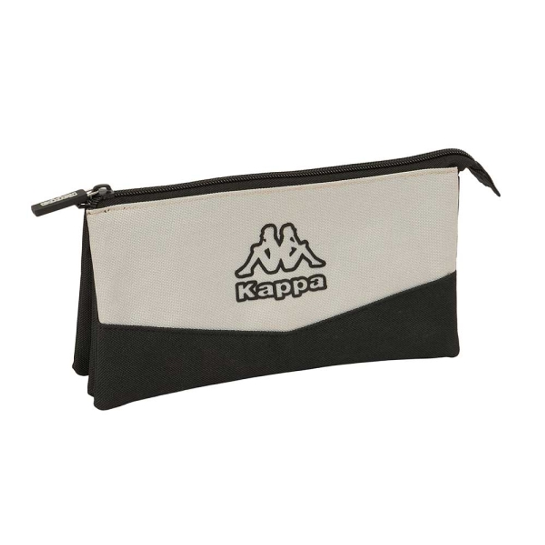 Safta Kappa Grey Portatodo - 3 Compartimentos con Cremalleras - Bolsillo Interior - 0.6L - 220x30x120mm - Color Negro y Gris 1
