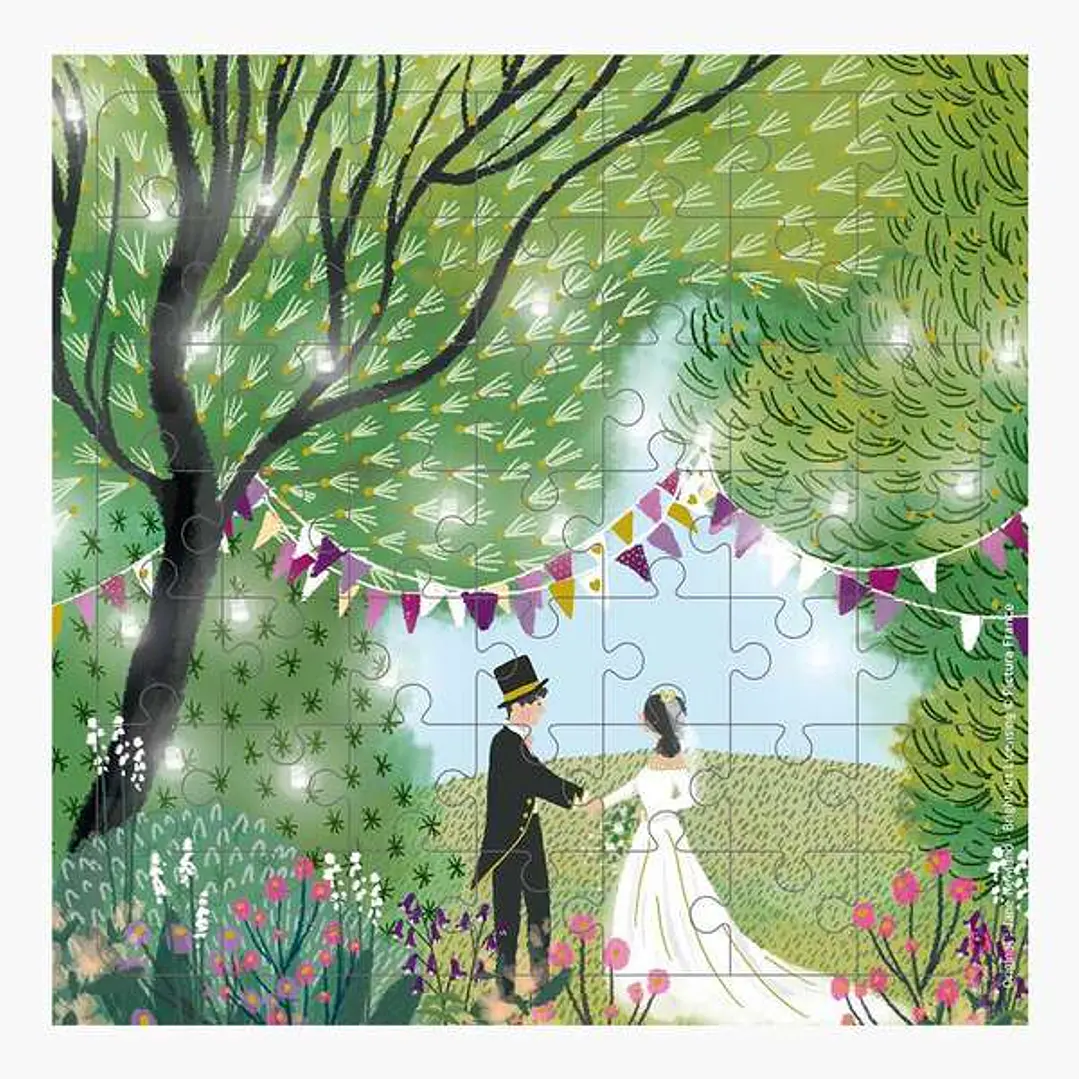 Pictura Tarjeta Puzzle - 15.5x15.5cm - Tematica Boda - 49 Piezas - Tarjeta Plegada Incluida - Embolsada en Celofan - Sobre Blanco Incluido - Papel con 1