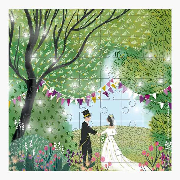 Pictura Tarjeta Puzzle - 15.5x15.5cm - Tematica Boda - 49 Piezas - Tarjeta Plegada Incluida - Embolsada en Celofan - Sobre Blanco Incluido - Papel con 1