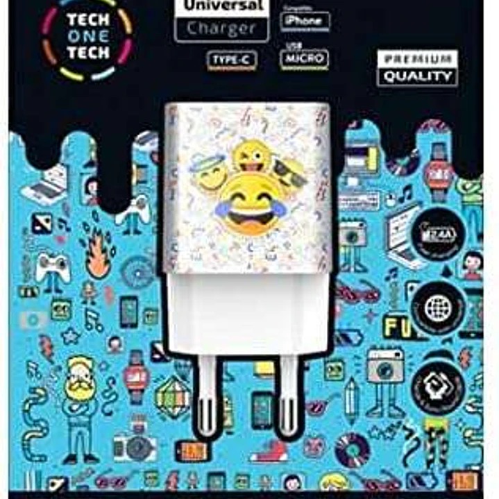 TechOneTech Emojitech Smile Cargador Doble de Pared USB-A - Alto Rendimiento 1