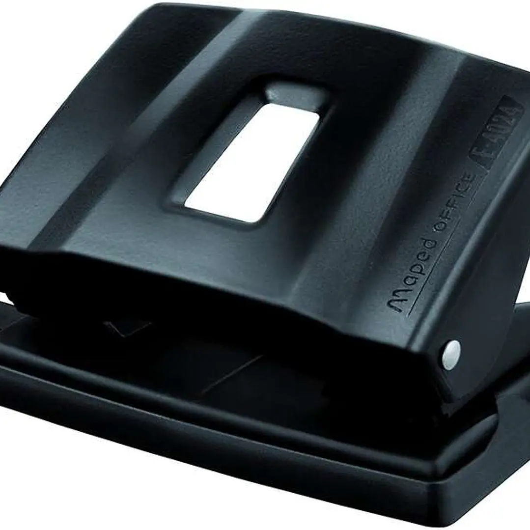 Maped Essentials Metal Perforadora de Sobremesa - 2 Agujeros - Regleta Multi-Formatos - Hasta 25 Hojas a la vez - Color Negro 1