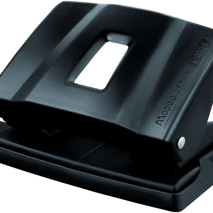 Maped Essentials Metal Perforadora de Sobremesa - 2 Agujeros - Regleta Multi-Formatos - Hasta 25 Hojas a la vez - Color Negro 1