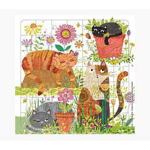 Pictura Tarjeta Puzzle de Gatos - 15.5x15.5cm - 49 Piezas - Tematica Felina - Incluye Sobre Blanco - Certificacion FSC