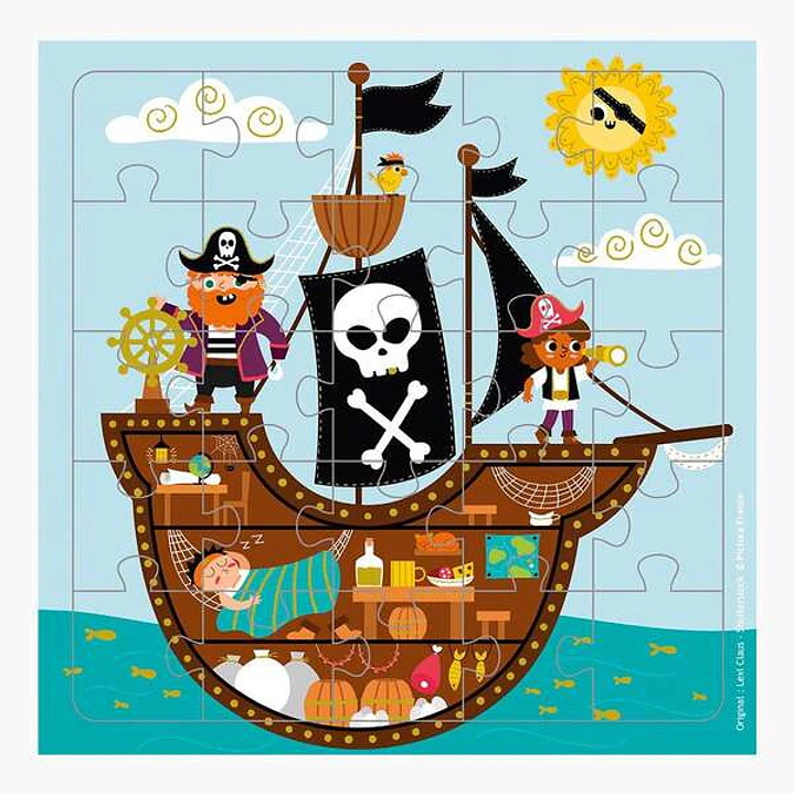 Pictura Tarjeta Puzzle Piratas - 15.5x15.5cm - 25 Piezas - Tematica Piratas - Incluye Tarjeta Plegada y Sobre Blanco - Certificacion FSC 1
