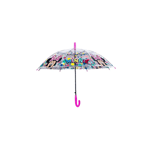 Safta Minnie Mouse Minty Paraguas Automatico de 76cm - 8 Paneles - Asa y Punta de PVC - POE Transparente - Nervios de Acero de 8mm - Color Transparent