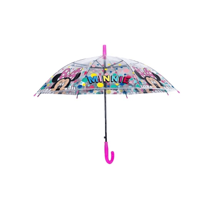 Safta Minnie Mouse Minty Paraguas Automatico de 76cm - 8 Paneles - Asa y Punta de PVC - POE Transparente - Nervios de Acero de 8mm - Color Transparent 1