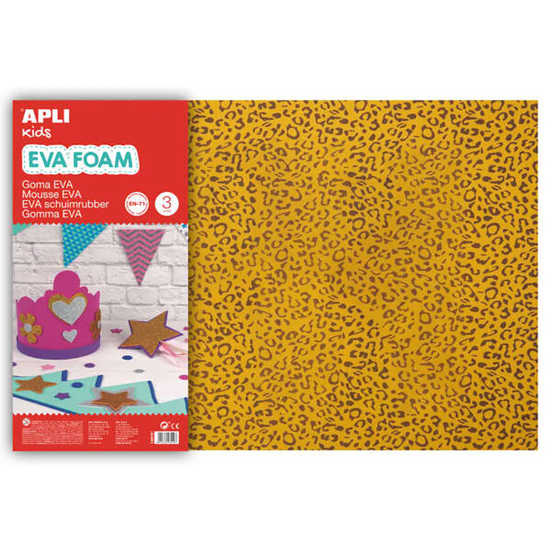Apli Goma Eva Impresa Leopardo 600x400mm 3 Hojas - Material de Alta Calidad - Diseño de Leopardo Impreso - Tamaño Grande para Multiples Usos 1