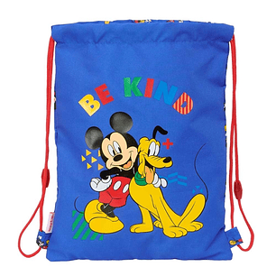 Safta Mickey Mouse Today Saco Plano - Bolsillo con Cremallera - Cierre con Cordones - 3L - Materiales Duraderos - 260x10x340mm - Color Azul