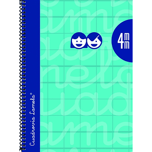 Lamela Cuaderno Espiral con 80 Hojas de 90g/m2 con Margen - Formato Cuarto - Pauta Cuadrovia de 4mm - Cubierta Extra Dura - Papel Offset Blanco Extra 
