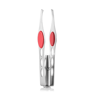 Innovagoods Lezers Pinzas de Depilar - Luz LED - Acero Inoxidable - Ergonomico - 1.5x10x1.5cm - Color Plata y Rojo