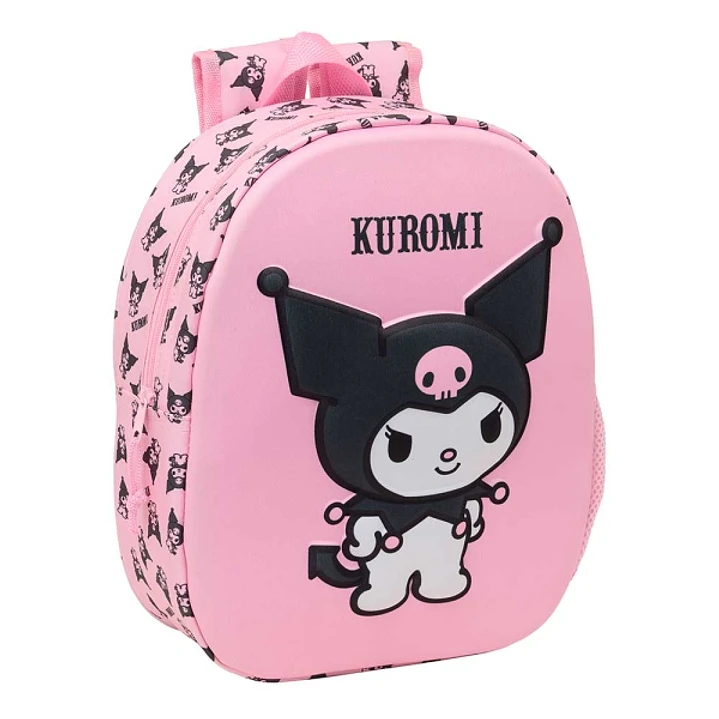 Safta Kuromi Mochila 3D de 8.64L - Portabotellas - Tarjeta de Identificacion Personal - Hombreras Acolchadas - 27x33x10cm - Color Rosa Pastel 1