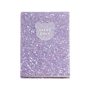 Miquel Rius Back2Fun Cuaderno Encolado con Cubierta de Purpurina Lila y Patch de Silicona - 96 Hojas Punteadas de Papel 100 g/m2