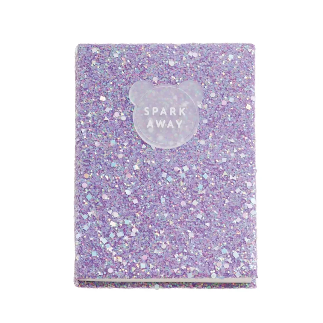Miquel Rius Back2Fun Cuaderno Encolado con Cubierta de Purpurina Lila y Patch de Silicona - 96 Hojas Punteadas de Papel 100 g/m2 1
