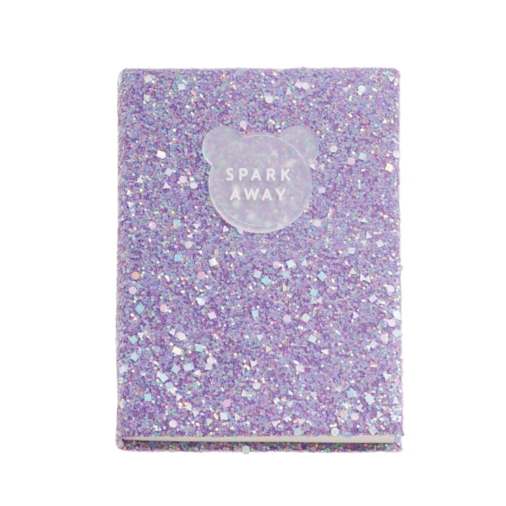 Miquel Rius Back2Fun Cuaderno Encolado con Cubierta de Purpurina Lila y Patch de Silicona - 96 Hojas Punteadas de Papel 100 g/m2 1