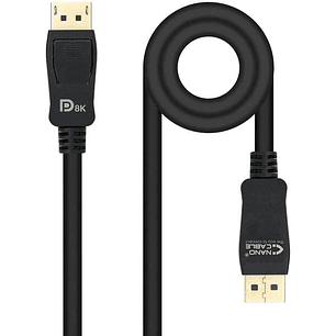 Nanocable Cable DisplayPort 1.4 Macho a DisplayPort 1.4 Macho 3m - Certificado VESA - Color Negro
