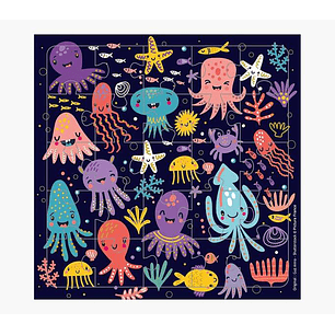 Pictura Tarjeta Puzzle - 15.5x15.5cm - Tematica Animales Marinos - 25 Piezas - Incluye Tarjeta Plegada y Sobre Blanco - Certificacion FSC