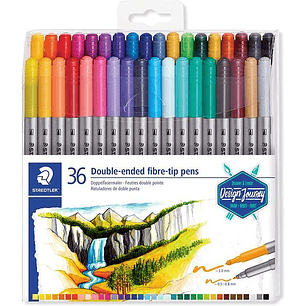 Staedtler 3200 Pack de 36 Rotuladores de Doble Punta - Resistente a la Presion - Colores Surtidos