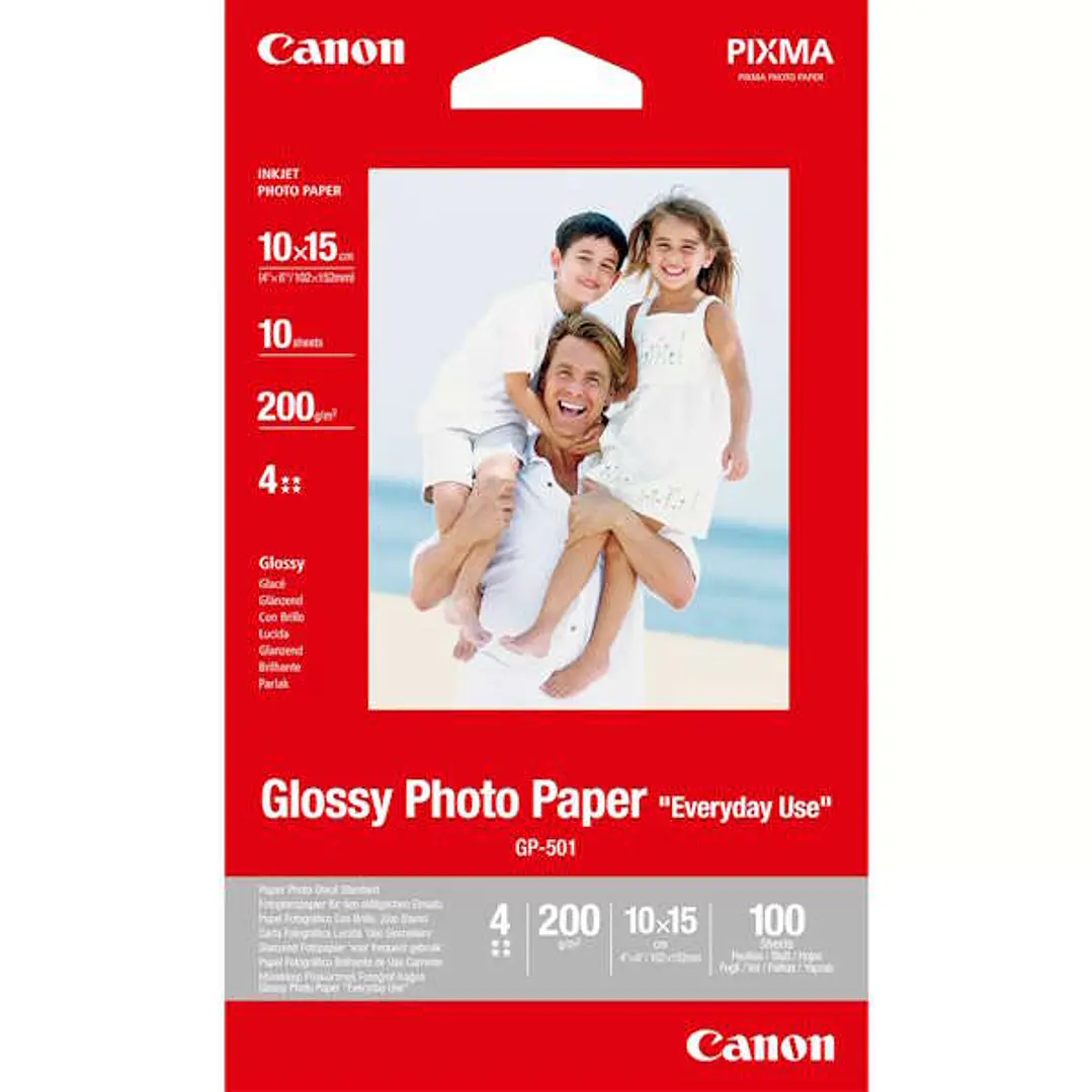 Canon GP-501 Papel Fotografico A6 10x15cm Brillo 200gr 10 Hojas 1