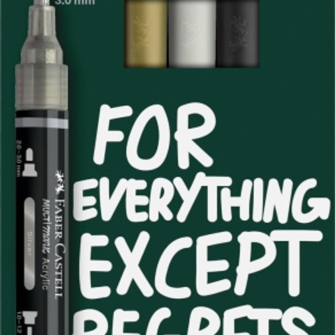 Faber-Castell Multimark Acrylic Mirror Pack con 4 Rotuladores Acrilicos Doble Punta Efecto Espejo - Puntas Redondas de 1mm y 3mm - Tinta Acrilica a Ba 1