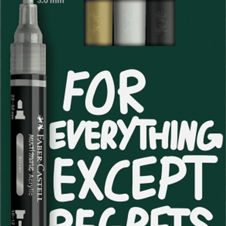 Faber-Castell Multimark Acrylic Mirror Pack con 4 Rotuladores Acrilicos Doble Punta Efecto Espejo - Puntas Redondas de 1mm y 3mm - Tinta Acrilica a Ba 1