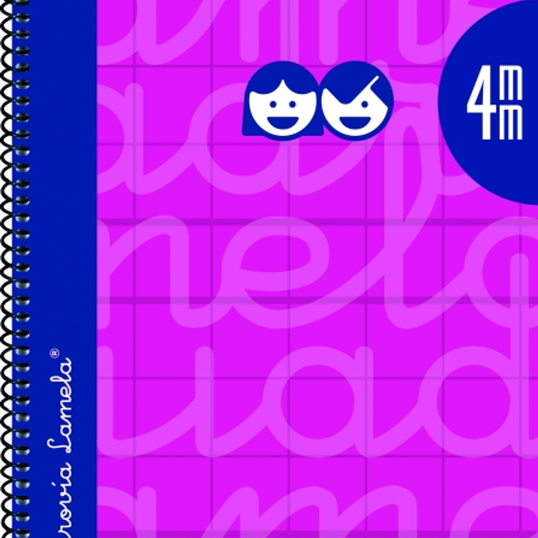 Lamela Cuaderno Espiral con 80 Hojas de 90g/m2 con Margen - Formato Cuarto - Pauta Cuadrovia de 4mm - Cubierta Extra Dura - Papel Offset Blanco Extra  1