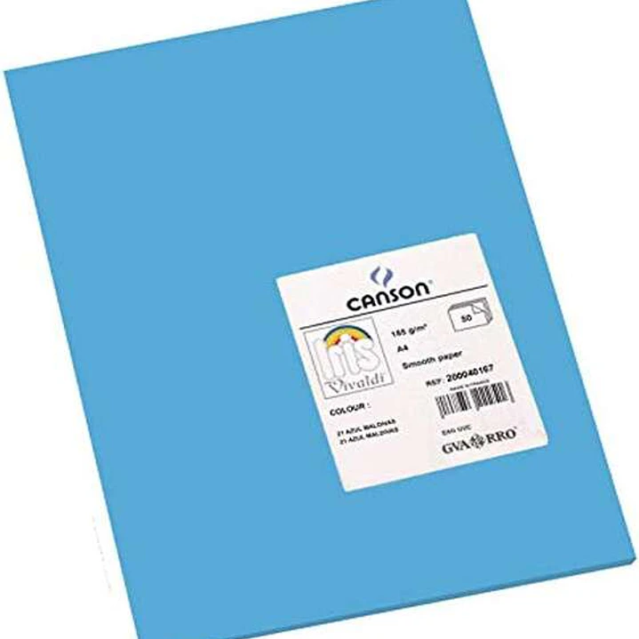 Canson Guarro Pack de 50 Cartulinas Iris A4 de 185g - 21x29.7cm - Color Azul Maldivas 1
