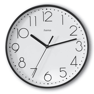 Hama Salina Reloj de Pared Analogico - Silencioso - Funciona con 1 Pila AA - 22x3.5cm - Color Negro