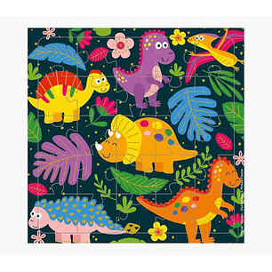 Pictura Tarjeta Puzzle Dinosaurios - 15.5x15.5cm - 25 Piezas - Tematica de Dinosaurios - Incluye Tarjeta Plegada y Sobre Blanco - Certificacion FSC - 