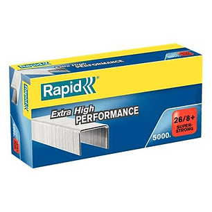 Rapid Super Strong Caja de 5000 Grapas 26/8+ - Hasta 50 Hojas - Alambre Galvanizado Superreforzado - Patilla de 8,5mm
