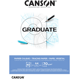 Canson Graduate Vegetal Bloc Encolado de 40 Hojas A4 - 75g - Color Blanco