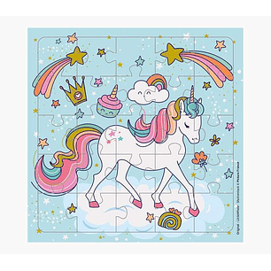 Pictura Tarjeta Puzzle Unicornio - 15.5x15.5cm - 25 Piezas - Tematica Unicornio - Incluye Tarjeta Plegada y Sobre Blanco - Certificacion FSC